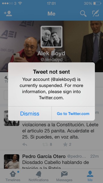 [ACTUALIZACIÓN] Twitter suspende la cuenta de @alekboyd