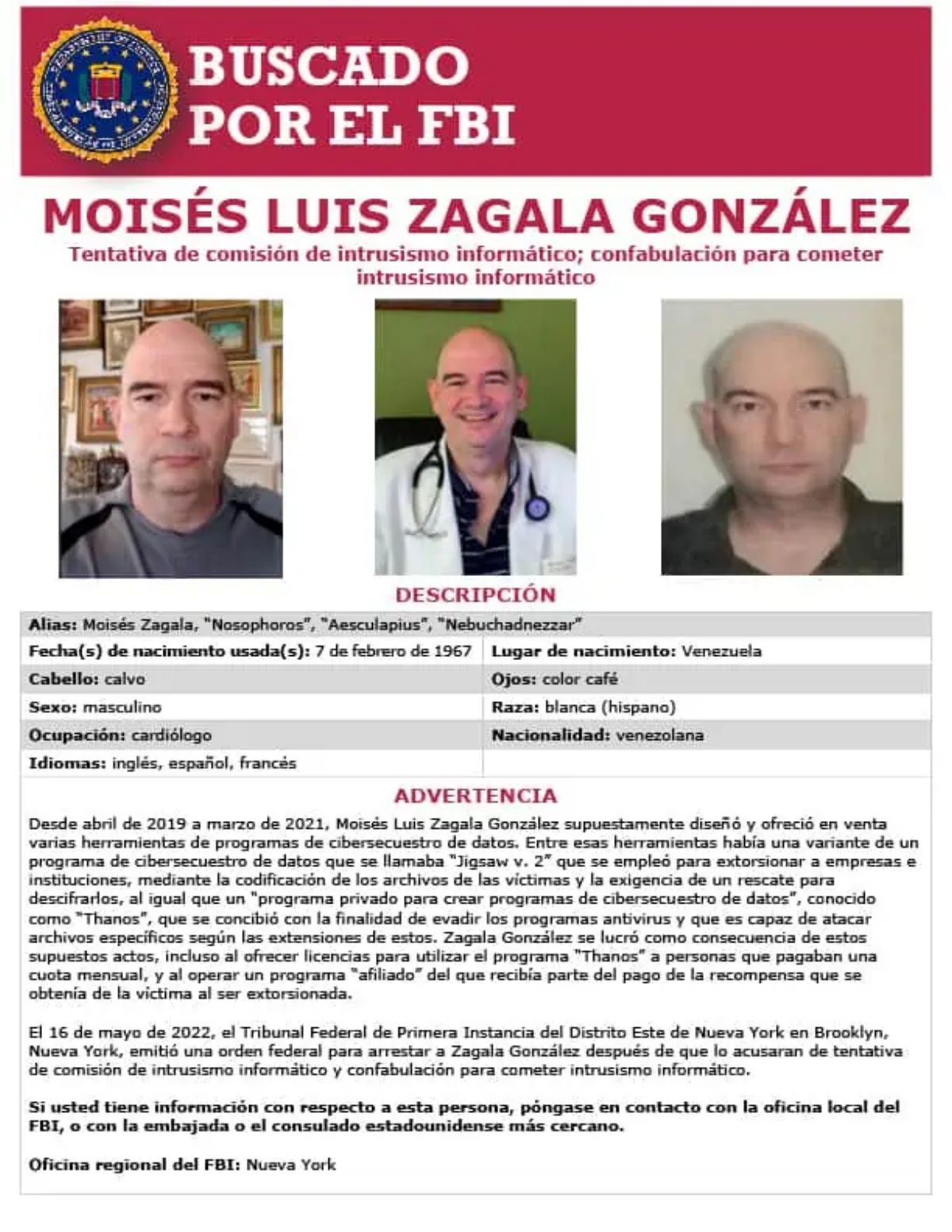 La historia de cómo el cardiólogo y experto informático venezolano Moisés Luis Zagala se convirtió en fugitivo de la justicia estadounidense