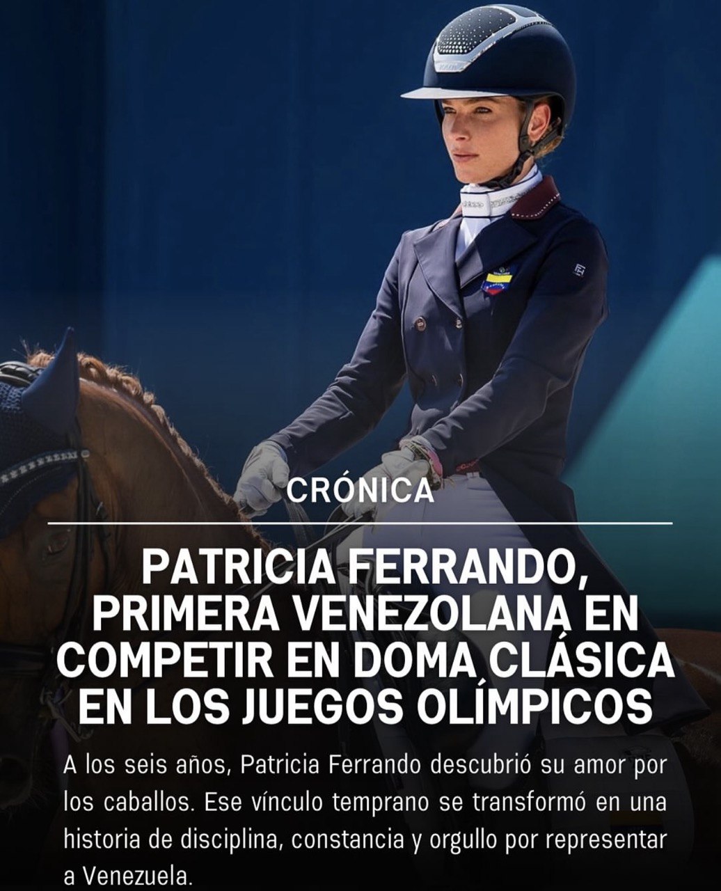 Patricia Ferrando: Primera Venezolana en Competir en Doma Clásica en los Juegos Olímpicos