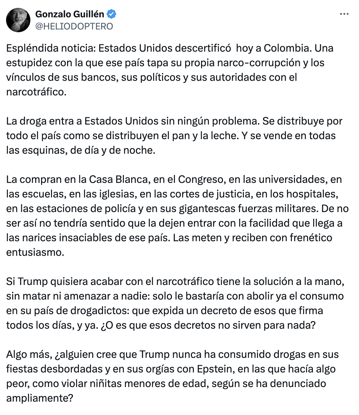 La descertificación de Colombia por parte de EE. UU.: Un espejo incómodo