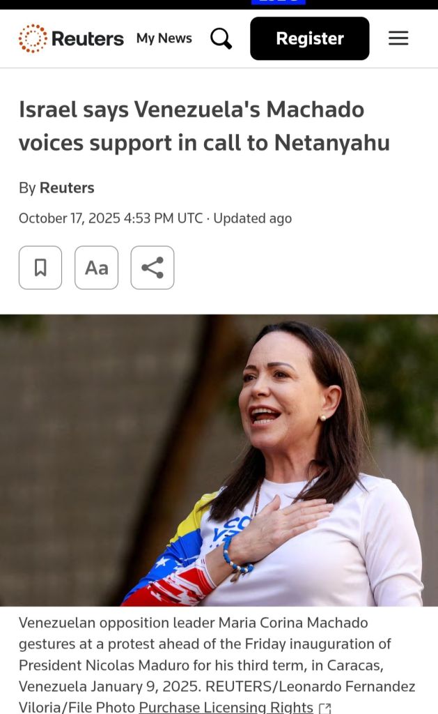 ¡Conexión Sorpresa! Nobel de la Paz venezolana llama a Netanyahu para elogiar «Acciones Resueltas» de Israel – La Tabla Blog