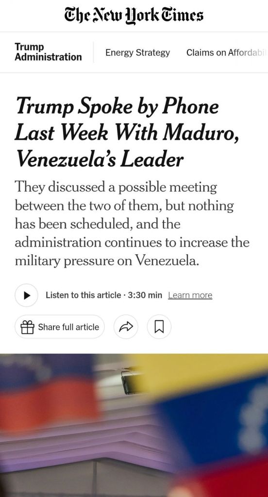 Trump y Maduro en diálogo telefónico hace una semana discutieron sobre un futuro encuentro cara a cara – La Tabla Blog
