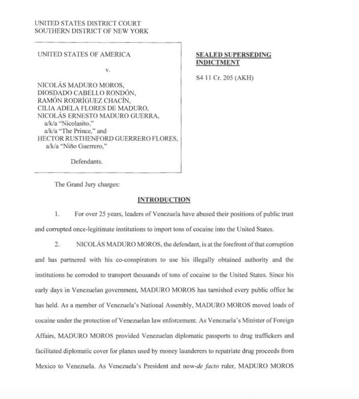 Maduro y Flores serán juzgados en EEUU por narcoterrorismo, según la fiscal general