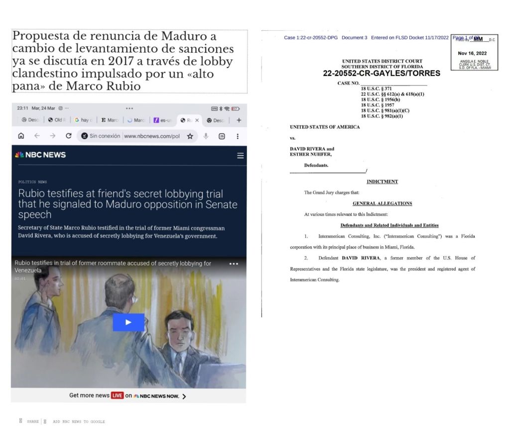 la declaración de Marco Rubio en el juicio de David Rivera y el plan de renuncia de Maduro impulsado en 2017 con un contrato de 50 millones de dólares – La Tabla Blog
