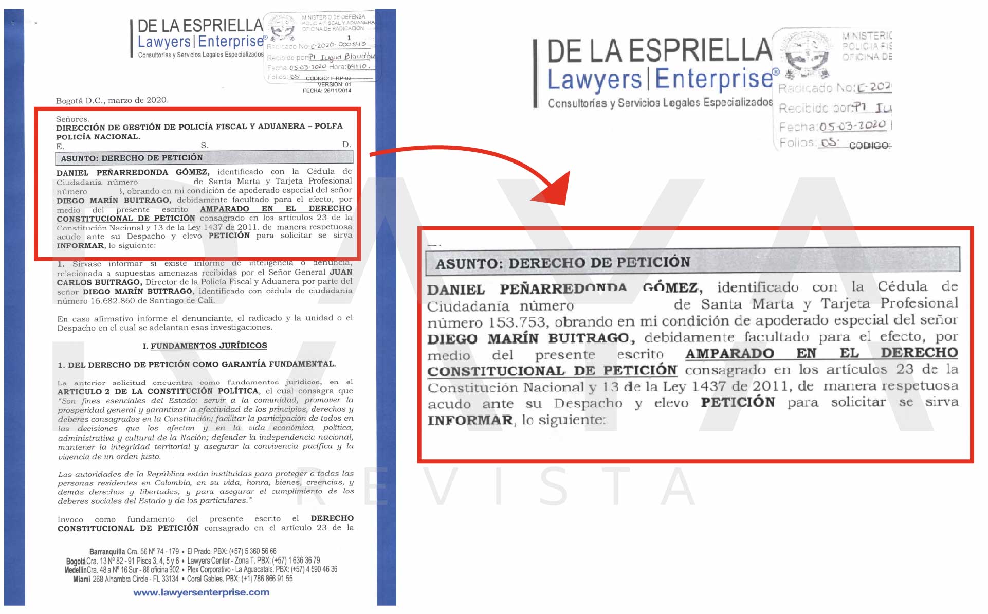 “De la Espriella era el mismo abogado de mi jefe, Carlos Holmes Trujillo, y de Papá Pitufo y Álex Saab, a quienes yo perseguía”: general (r) Buitrago