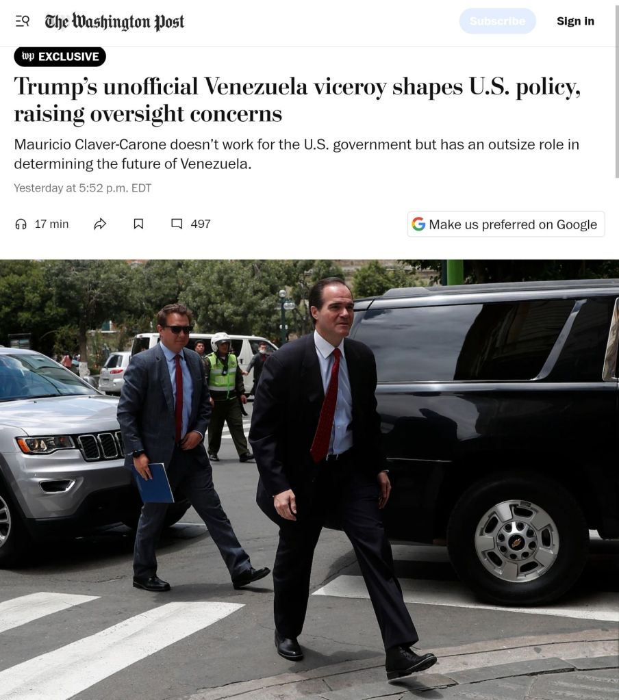 el mismo Claver-Carone que conspiró contra Maduro hoy es el «portero» de las inversiones en Venezuela – La Tabla Blog